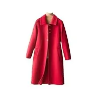 manteau long en cachemire à simple boutonnage pour femme, rouge, m