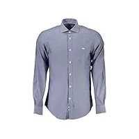 harmont & blaine chemise élégante à manches longues en coton bio pour homme, bleu, taille l