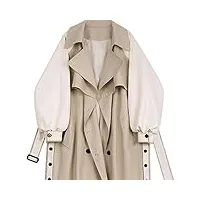 sukori manteaux pour femme color-block patchwork trench coat for women spring lapel double breasted design with belt windbreaker (color : khaki, size : 2xl)