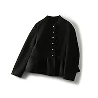 sukori manteaux pour femme women metal single breasted blazers coat french vintage long sleeve female outerwear all-match crop tops (color : black, size : xl)