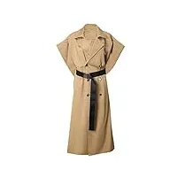 sukori manteaux pour femme trench coat laple loose double breasted sleeveless metal buckle belt windbreaker