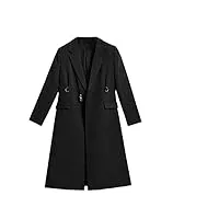 sukori manteaux pour femme trench coat metal belt buckle loose double breasted long sleeve windbreaker female (color : black, size : l)
