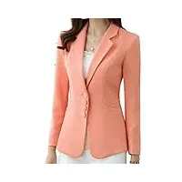 sukori manteaux pour femme office ladies jacket notched collar 4 buttons women suits coat double breasted autumn casual pockets female anorak (color : orange, size : m)