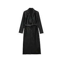 sukori manteaux pour femme black long black oversized faux leather women jacket spring autumn leather trench coat women elegant belt for female (color : black, size : s)