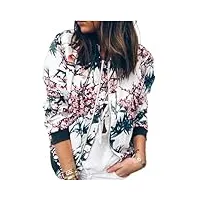 sukori manteaux pour femme floral print zipper casual jacket women spring summer long sleeve loose bomber jacket coat neck fashion tops outerwear (color : image color, size : xxxxxl)