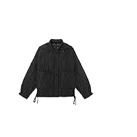 sukori manteaux pour femme flocking jacket draw string solid casual stand neck long sleeve women coat tide (color : khaki, size : m)