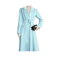 sukori manteaux pour femme trench coat notched collar loose single breasted lace up belt waist windbreaker autumn (color : light blue, size : xl)