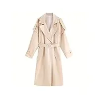 sukori manteaux pour femme women trench coat solid long sleeve jacket big pocket office lady elegant belt double breasted windbreaker (color : beige, size : xs)