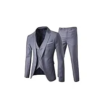 costume d'affaires veste blazers pantalons gilet homme mariage trois pièces pantalon gilet costumes professionnels, ensemble de 3 pièces gris clair, xxxl