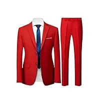 costume d'affaires veste blazers pantalons gilet homme mariage trois pièces pantalon gilet costumes professionnels, lot de 2 pièces rouge, xl