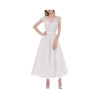 wzefeio tulle col en v vintage robe de bal robe de soirée robe de cocktail jupe a - ligne jupe, ivoire, 48