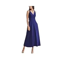 robe de soirée de mariage populaire d'été a-line v-v robes formelles satin robe classique, bleu marine (ny), 38