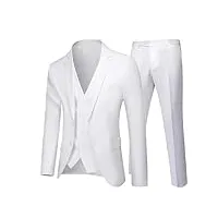 costume d'affaires veste blazers pantalons gilet homme mariage trois pièces pantalon gilet costumes professionnels, lot de 3 pièces blanc, l