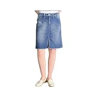 le temps des cerises jupe en jean ledisi avec poches plastron couleur denim bleu, jean bleu, 27 w