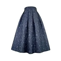 jupes plissées à motif floral pour femme - taille haute - longueur cheville - longueur cheville, 02, xxxxl