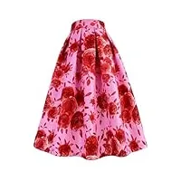 vsadsau jupe plissée taille haute brodée pour femme - jupe de fête d'anniversaire - coupe ajustée - jupe de bureau, 01, 48