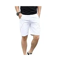 sdfgh Été blanc multi-poches shorts hommes travail décontracté genou longueur pantalon ample grande taille pantalon droit (color : d, size : 31w)