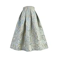 vsadsau jupe plissée à motif floral brodé pour femme - taille haute - longueur cheville - jupe de fête d'anniversaire, 01, 40