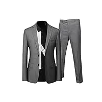 blazers veste pantalon gilet homme casual costume manteau pantalons gilet bal smoking pour homme, lot de 2 pièces gris 2, xl