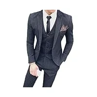 hommes blazer gilet pantalon marié robe costume rétro formel costume d'affaires 3 pièces slim fit costume ensemble 51 gray stripe 4xl