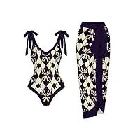 wxjjzm maillot de bain imprimé à col en v for femmes hot spring resort beach skirt suit briefs bikini resort maillot de bain (color : d, size : small)