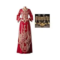 yaagolo robe chinoise robe de mariée chinoise rouge, magnifiques hauts brodés et jupe plissée, costume qipao pour des occasions telles que le mariage (color : style2, size : 4xl)