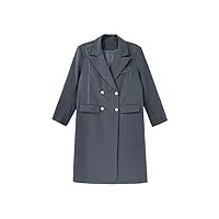hdbcbdj manteau femme trench coat notched collar loose doouble breasted solid color open line overcoat (color : navy blue, size : s)