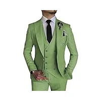 leader of the beauty costume 3 pièces pour homme, coupe ajustée, smoking à un bouton, à double boutonnage, costume de mariage décontracté, vert sauge, 52