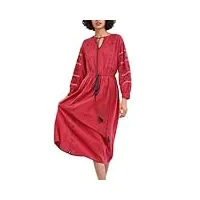 alloaone robe tunique bohème à manches longues pour femme, rouge, l