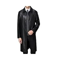 vestes en cuir pour hommes manteau veste homme manteau long décontracté, ressort noir, x-large haut