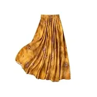 dndrdhfb jupe en soie à taille élastique pour femme - style vintage - grand ourlet, 6, 44