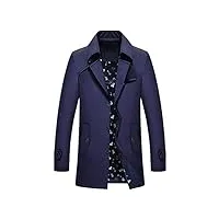 hommes d'affaires longues vestes coupe-vent pardessus hiver trench vêtements d'extérieur manteau veste blue 5xl