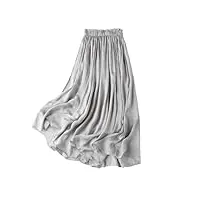 jupe décontractée en soie pour femme - taille élastique - style vintage - avec doublure, gris 9., taille unique