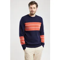 berac pull bicolore - coton homme marine deep/mecca orange/b 2xl