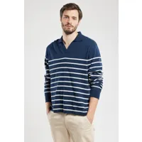 armor-lux pull col vareuse - coton homme rich navy/milk s