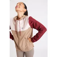 veste de running coupe-vent taupe femme skip zooming