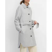 marc o'polo - manteau surchemise en laine mélangée à ceinture gris clair
