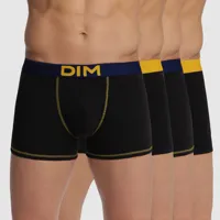 dim - 4 boxers mix and colors noir jaune safran/noir bleu marin/noir jaune safran/noir bleu marin