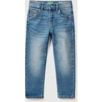 benetton, jeans skinny effet vintage, taille 5-6, bleu ciel, enfants