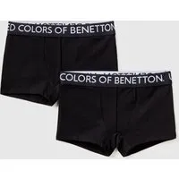 benetton, deux boxers à élastique siglé, taille 2xl, noir, enfants