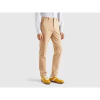 benetton, chino coupe slim avec taille élastique, taille 44, beige, homme