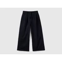 benetton, pantalon large en coton stretch, taille xl, noir, enfants