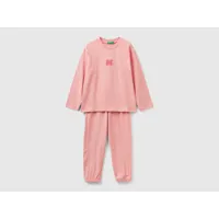benetton, pyjama long en jersey chaud, taille 2xl, rose, enfants
