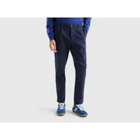 benetton, pantalon chino en coton stretch, taille 46, bleu foncé, homme