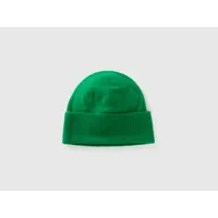 benetton, bonnet vert en pure laine mérinos, taille os, vert, femme