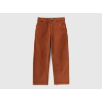 benetton, pantalon en velours style workwear, taille 2xl, marron, enfants