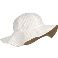 chapeau de soleil réversible amelia rayé blanc et sable (9-12 mois)