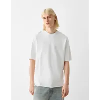 bershka t-shirt manches courtes molleton effet délavé homme xs blanc