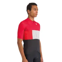 sportful snap short sleeve jersey rouge 2xl homme