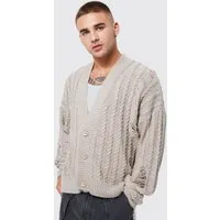 cardigan ample à coutures apparentes homme - taupe - s, taupe